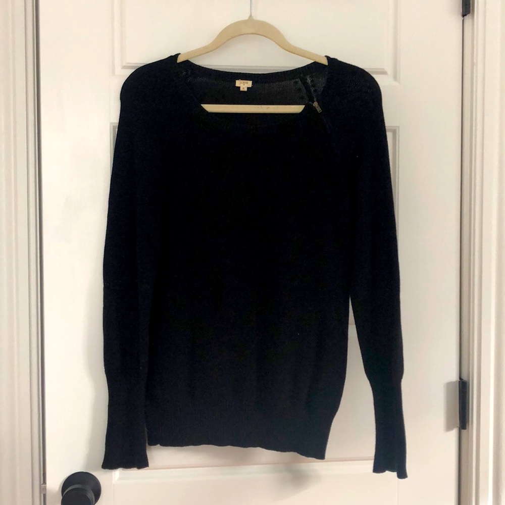 Jcrew black sweater w side zipper detail